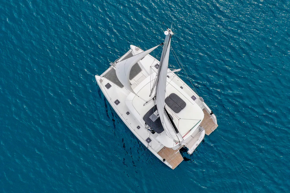 Exterior view of Vesper, a Lagoon 42 catamaran at Seget Donji, Croatia