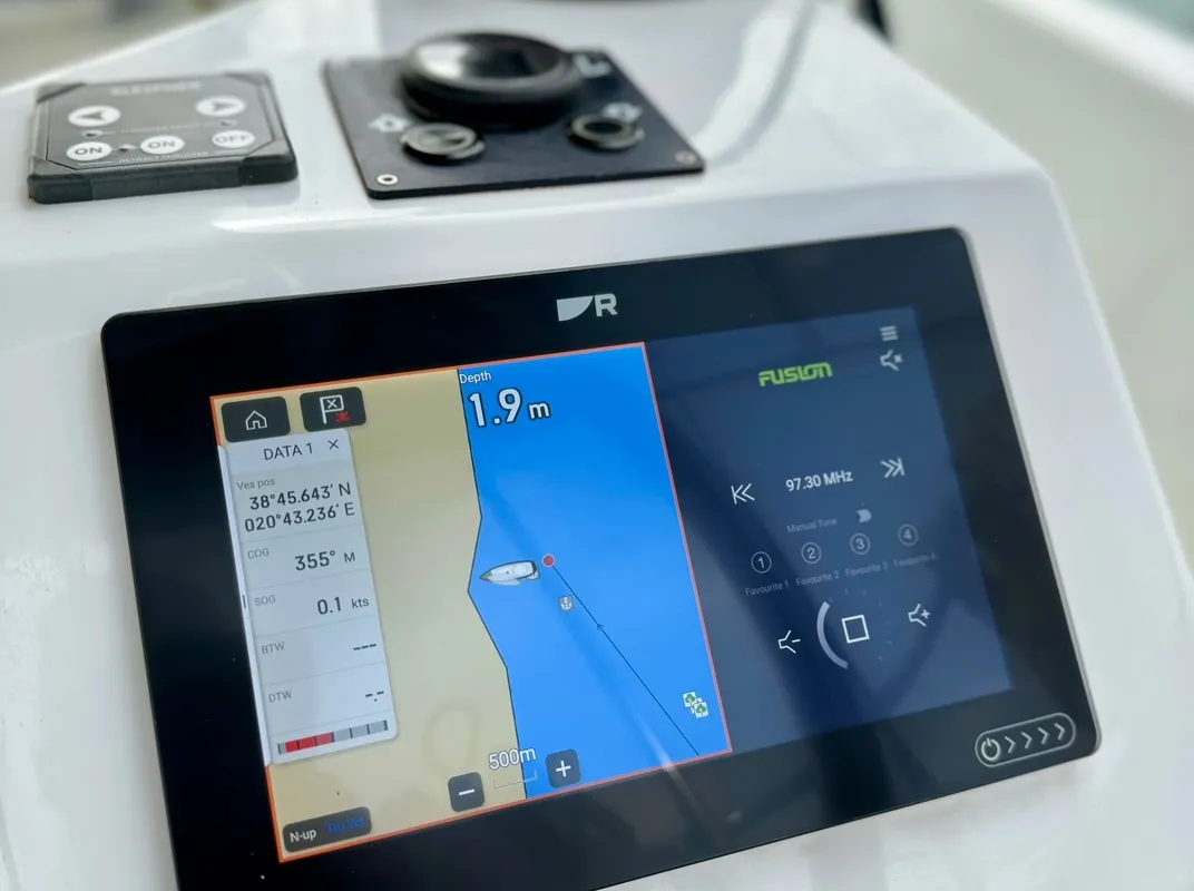 Cockpit of LUCIA, a Jeanneau Sun Odyssey 410 sailboat at Municipal Unit of Lefkada, Greece