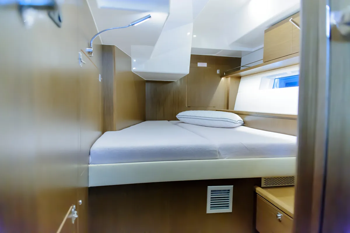 Cabin on Friends, a Bavaria C57 sailboat at Municipal Unit of Lefkada, Greece