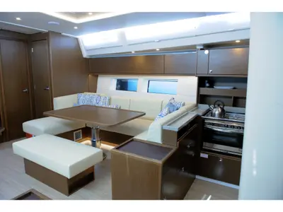 Salon of Friends, a Bavaria C57 sailboat at Municipal Unit of Lefkada, Greece