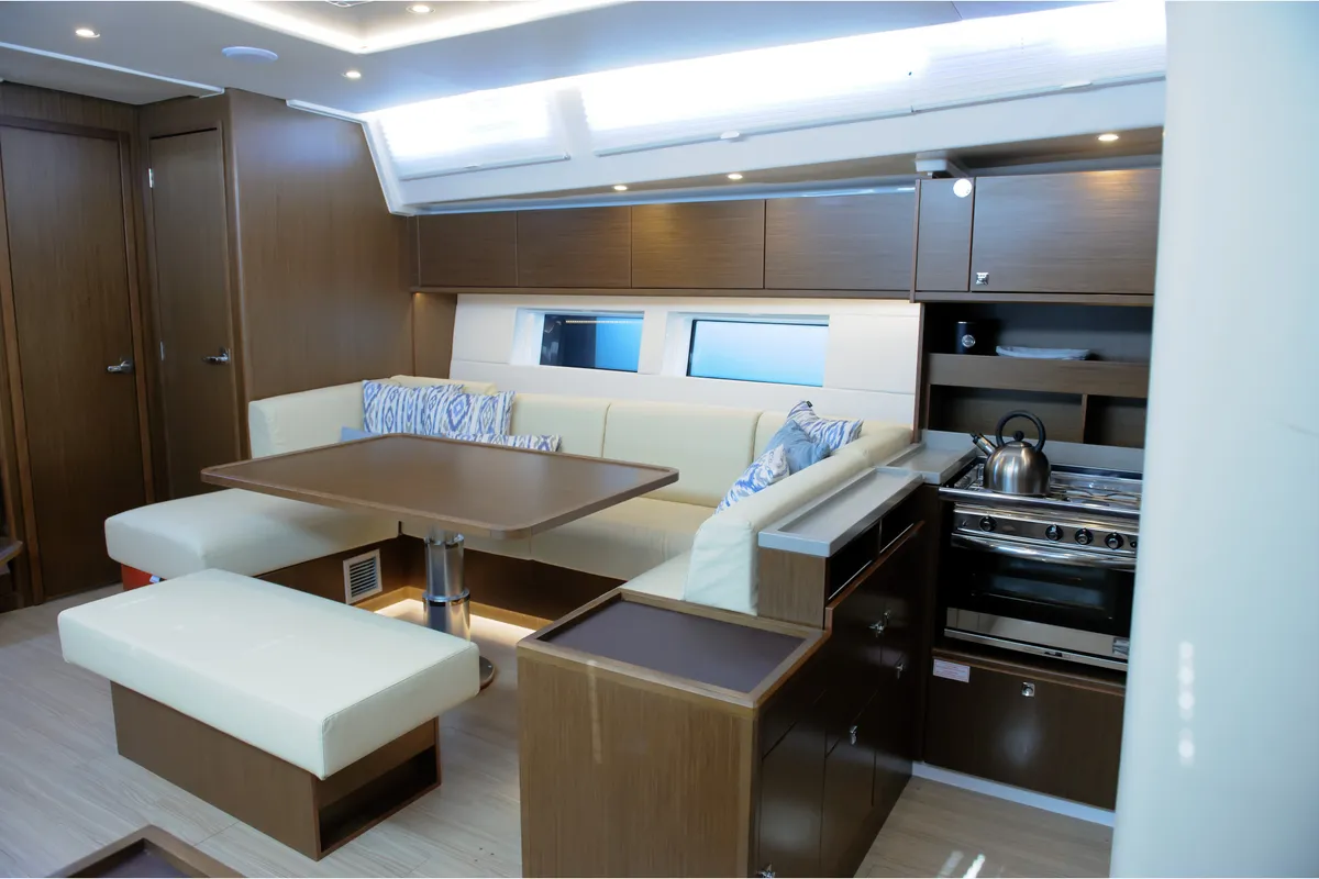 Salon of Friends, a Bavaria C57 sailboat at Municipal Unit of Lefkada, Greece