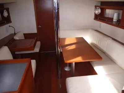 Salon of Fata Morgana, a Beneteau Oceanis 41 sailboat at Kos, Greece