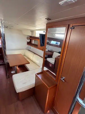 Salon of Fata Morgana, a Beneteau Oceanis 41 sailboat at Kos, Greece