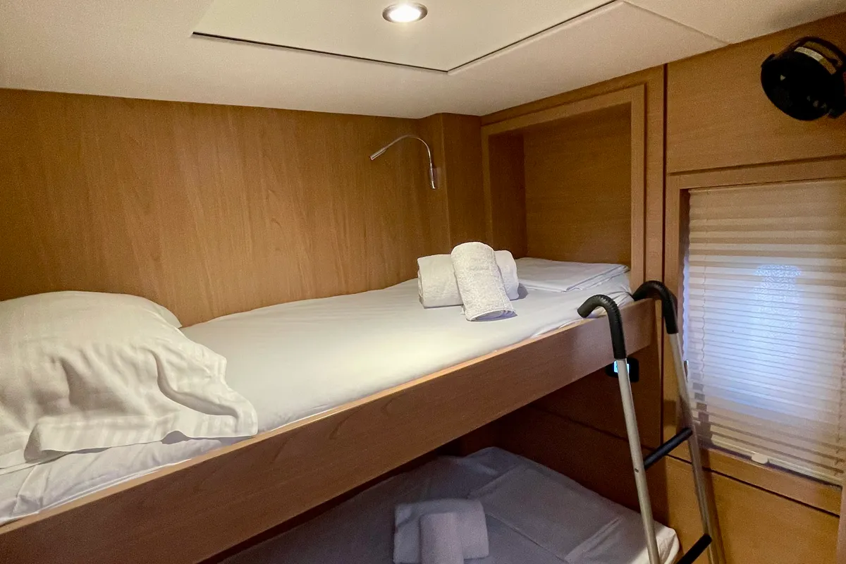 Cabin on Romar VI, a Bali 4.6 catamaran at Athens, Greece
