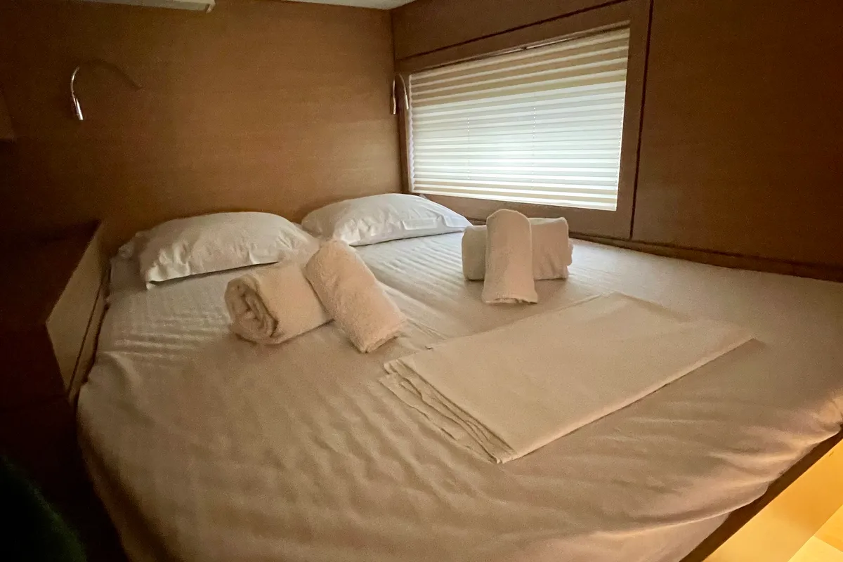 Cabin on Romar VI, a Bali 4.6 catamaran at Athens, Greece