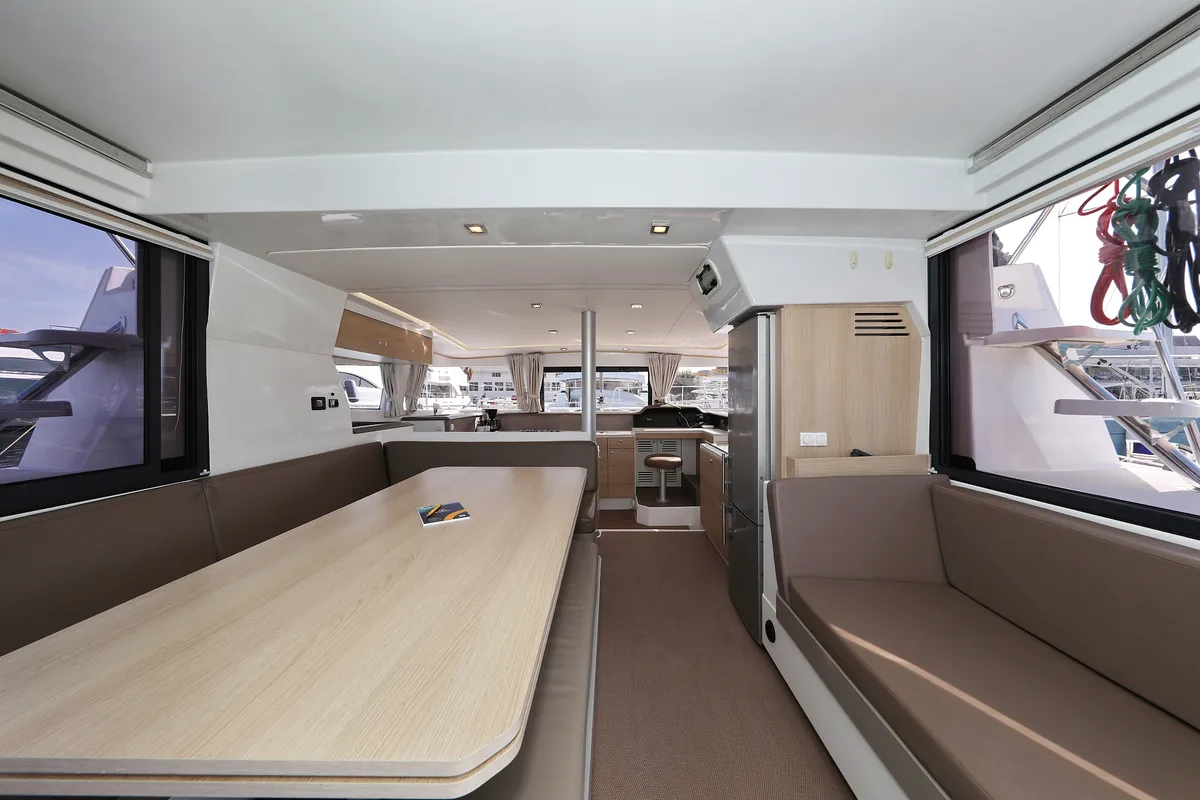 Salon of Escape I, a Bali 4.1 catamaran at Grad Trogir, Croatia