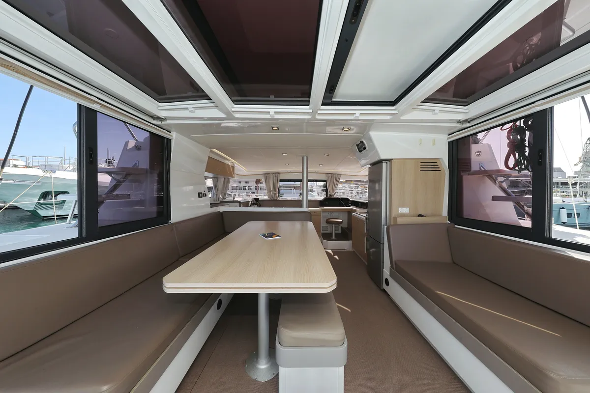 Salon of Escape I, a Bali 4.1 catamaran at Grad Trogir, Croatia