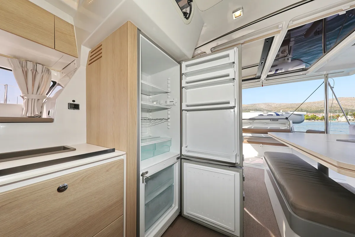 Galley of Escape I, a Bali 4.1 catamaran at Grad Trogir, Croatia