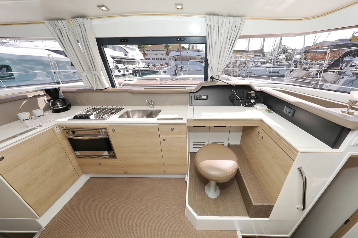 Galley of Escape I, a Bali 4.1 catamaran at Grad Trogir, Croatia