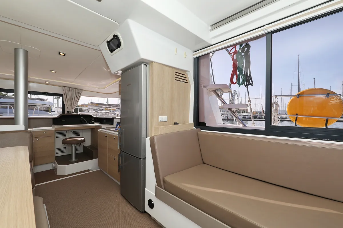 Salon of Escape I, a Bali 4.1 catamaran at Grad Trogir, Croatia