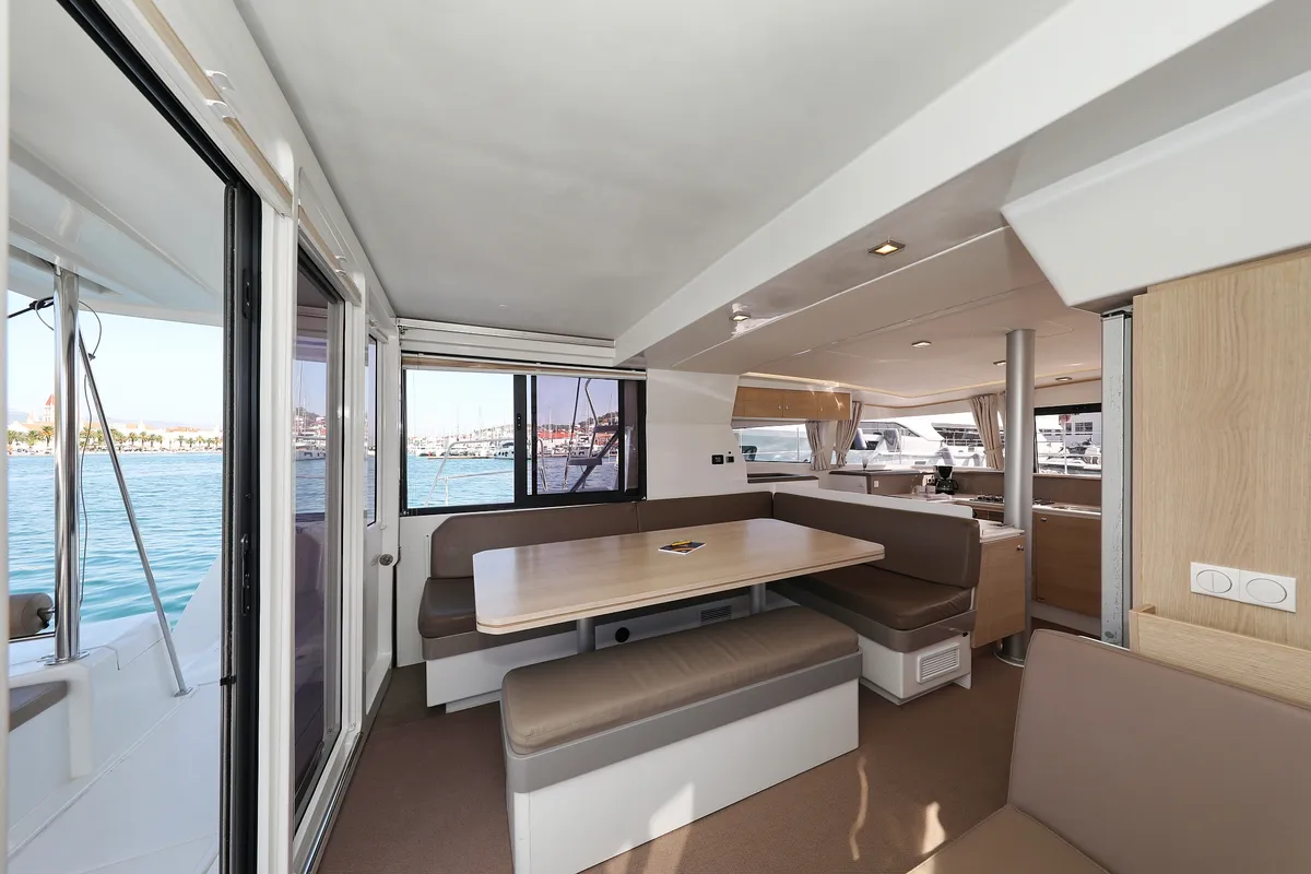 Salon of Escape I, a Bali 4.1 catamaran at Grad Trogir, Croatia
