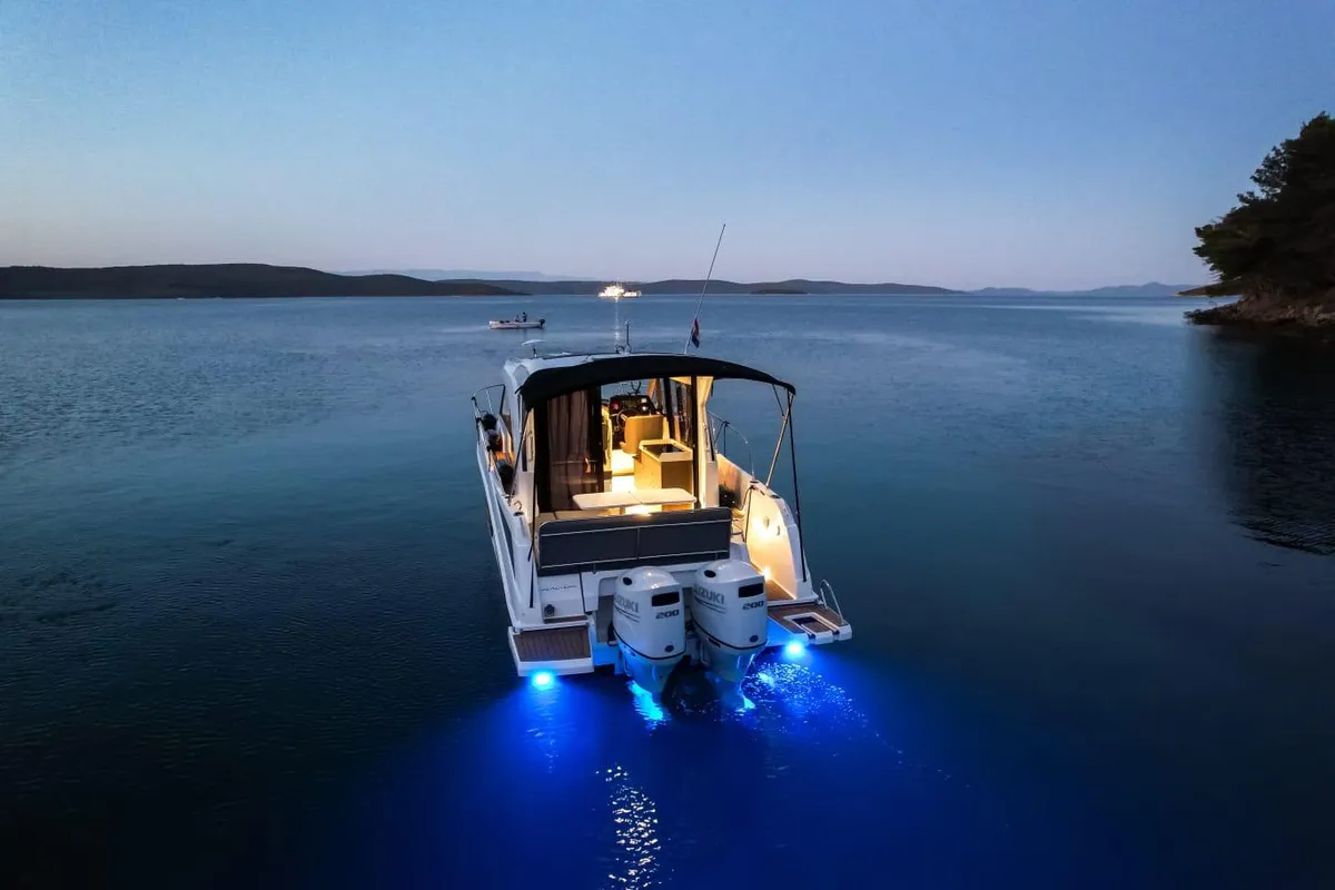 Exterior view of M & N, a Beneteau Antares 9 OB motorboat at Zadar, Croatia