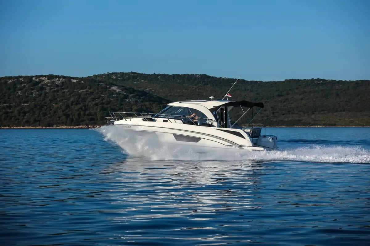 Exterior view of M & N, a Beneteau Antares 9 OB motorboat at Zadar, Croatia