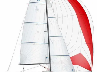 Montenegro J70 Racing fleet, 9 boats in Porto Montenegro, a J/Boats J70 sailboat at Tivat, Montenegro