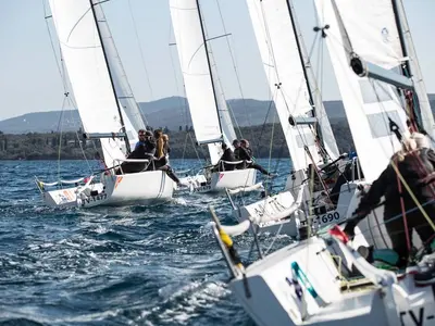 Montenegro J70 Racing fleet, 9 boats in Porto Montenegro