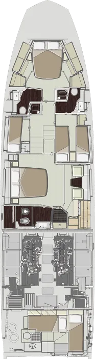 Floor plan of Sea Ya, a Azimut 66 motor yacht at Τροκαντερό, Greece