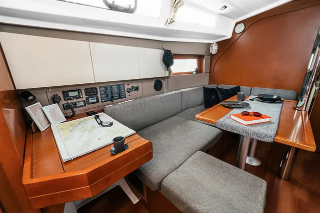 Salon of HAPPY, a Beneteau Oceanis 38 sailboat at Šibenik, Croatia