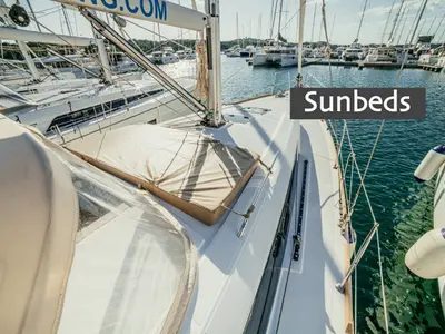 Deck of HAPPY, a Beneteau Oceanis 38 sailboat at Šibenik, Croatia