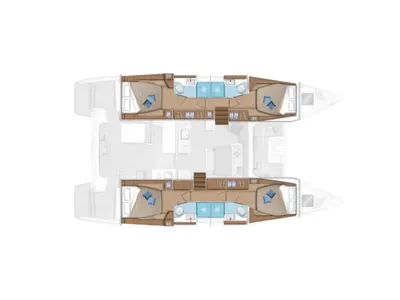 Floor plan of Hercules (ANU), a Lagoon 46 catamaran at English Harbour, Antigua and Barbuda