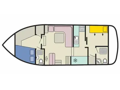 Floor plan of Corvette B, a Cygnet Corvette B motorboat at Saint-Usage, France