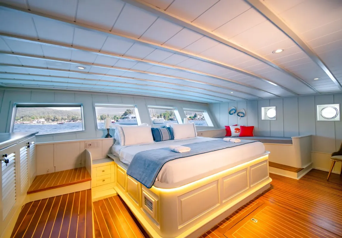 Cabin on Caustic, a Custom Made Caustic sailboat at Bodrum, Turkey