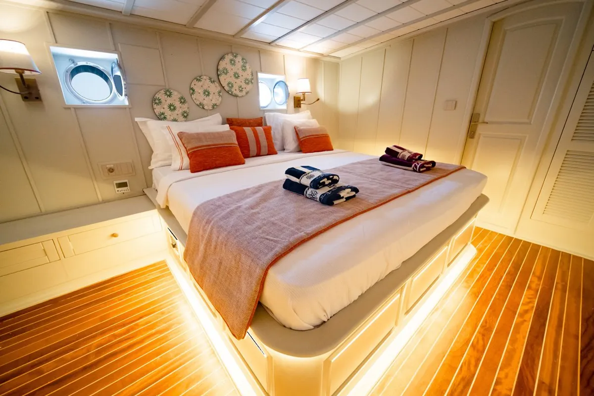 Cabin on Caustic, a Custom Made Caustic sailboat at Bodrum, Turkey