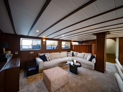Salon of Caustic, a Custom Made Caustic sailboat at Bodrum, Turkey