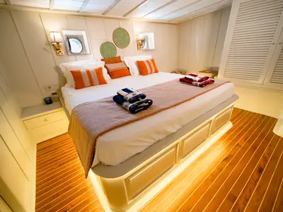 Cabin on Caustic, a Custom Made Caustic sailboat at Bodrum, Turkey