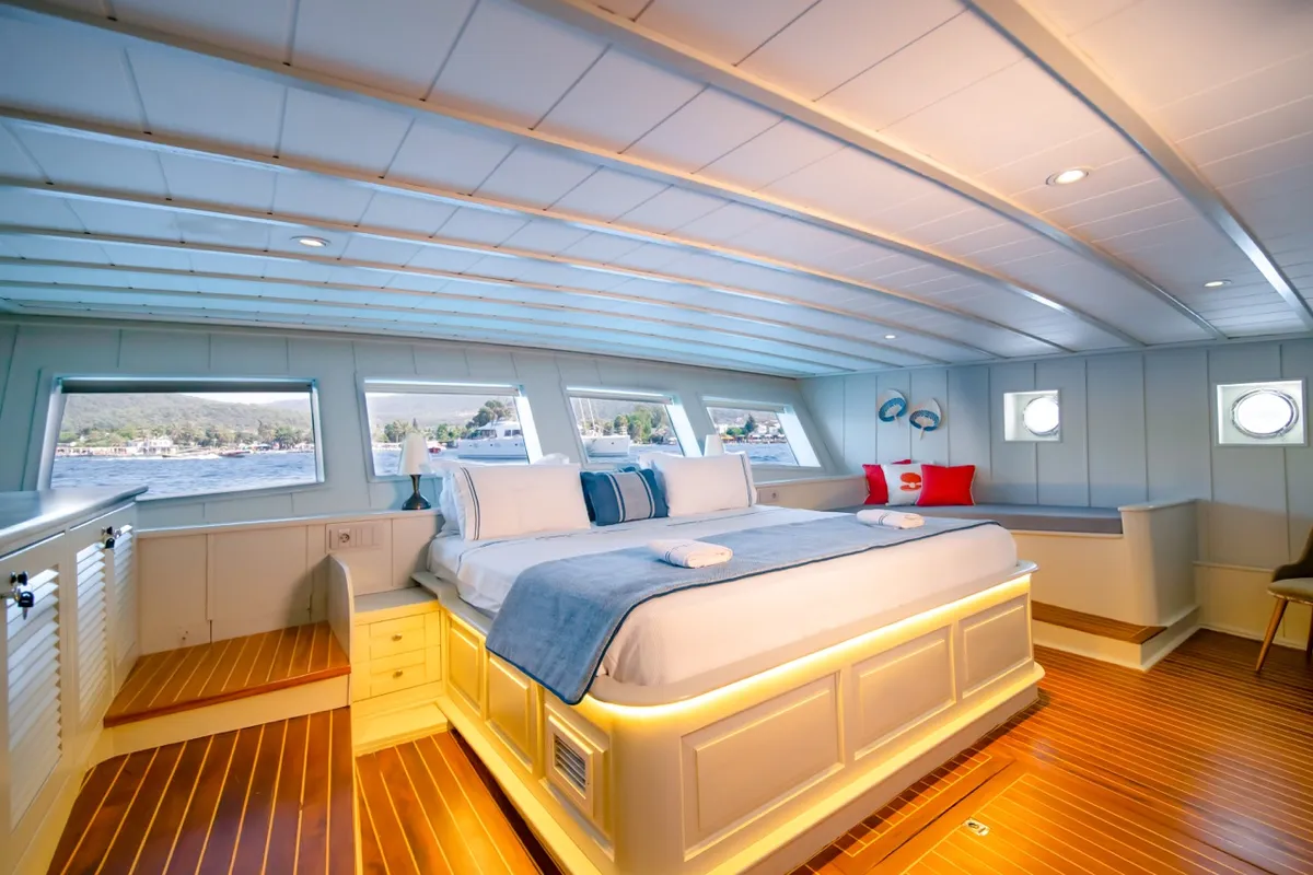 Cabin on Caustic, a Custom Made Caustic sailboat at Bodrum, Turkey