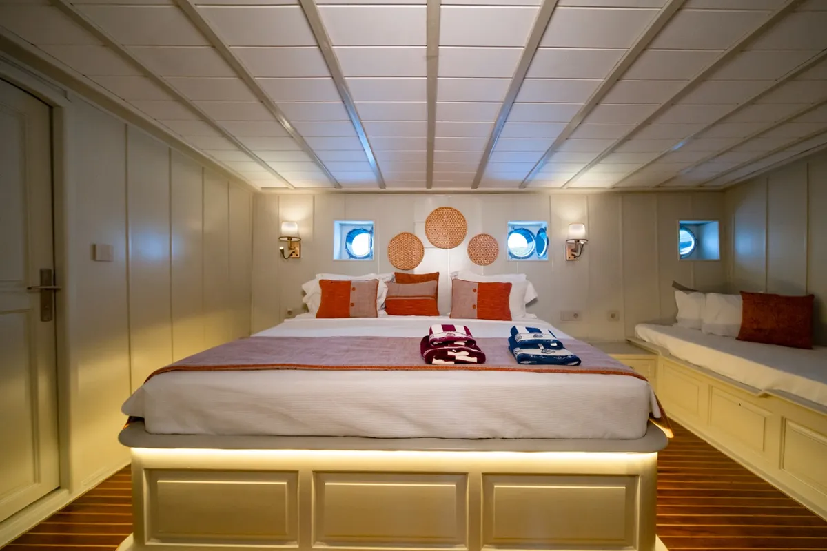 Cabin on Caustic, a Custom Made Caustic sailboat at Bodrum, Turkey