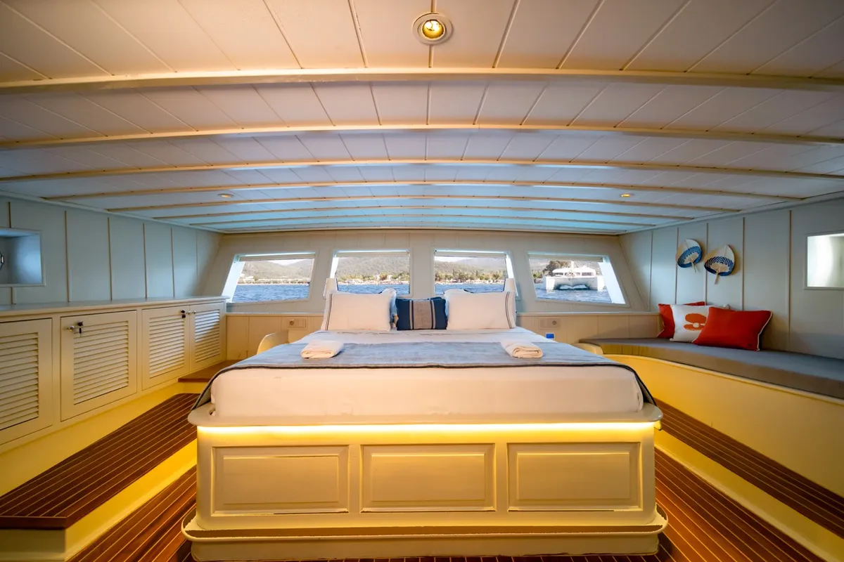 Cabin on Caustic, a Custom Made Caustic sailboat at Bodrum, Turkey