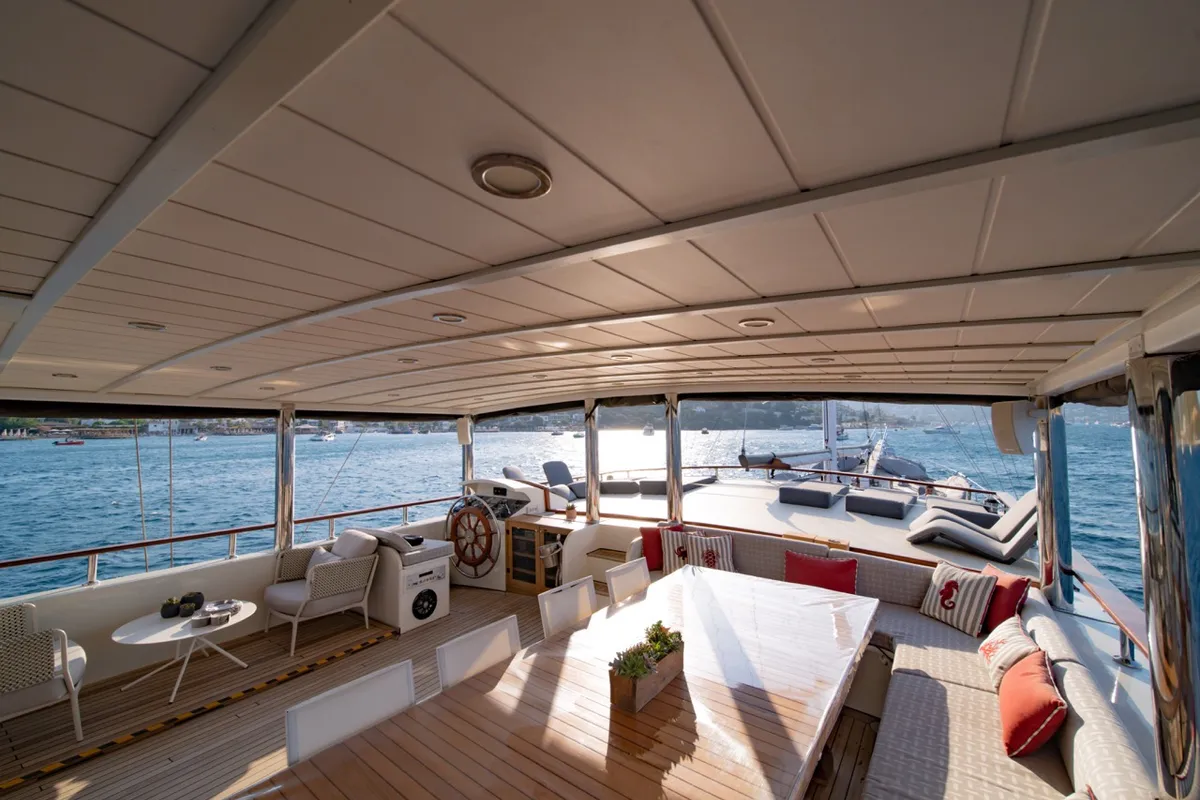 Cockpit of Caustic, a Custom Made Caustic sailboat at Bodrum, Turkey