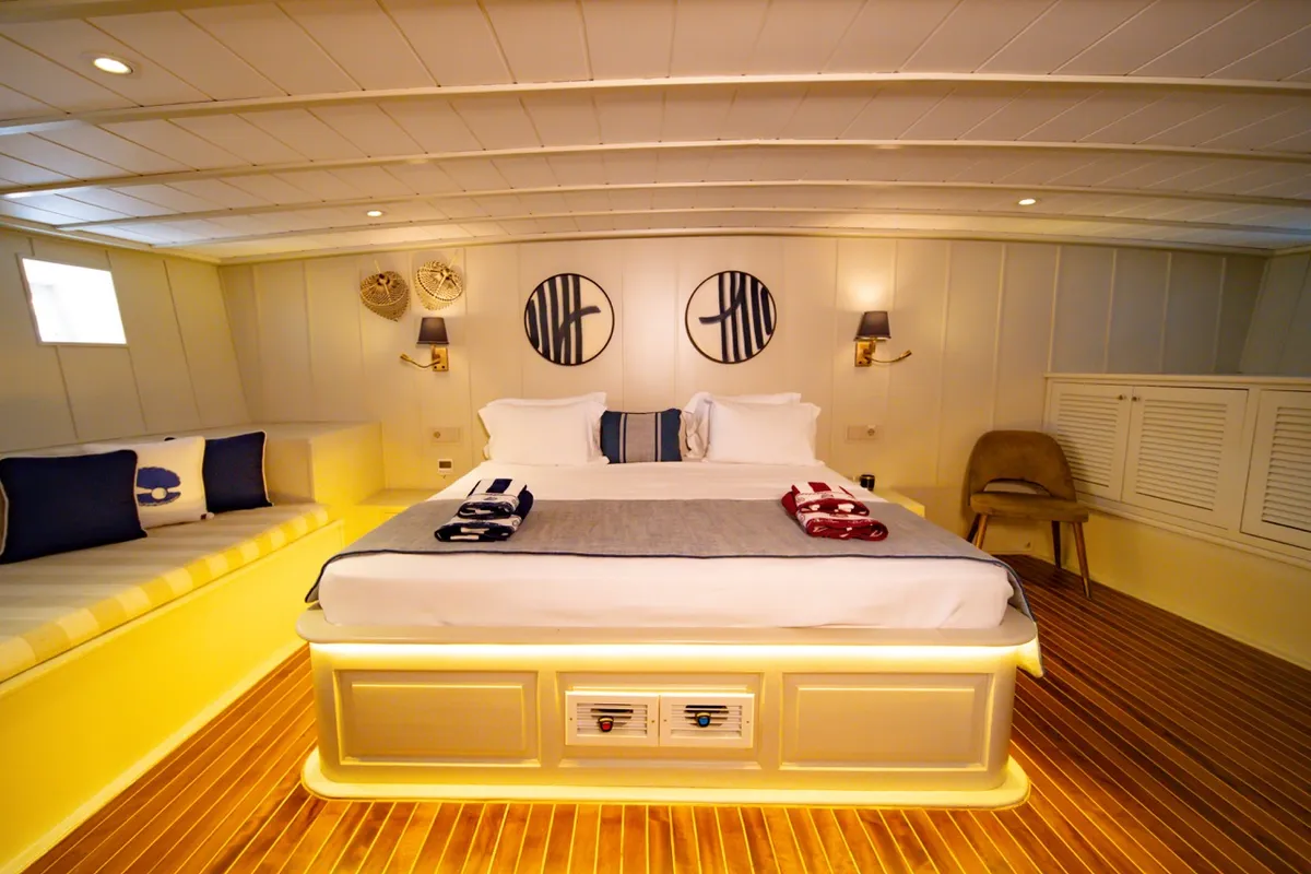 Cabin on Caustic, a Custom Made Caustic sailboat at Bodrum, Turkey