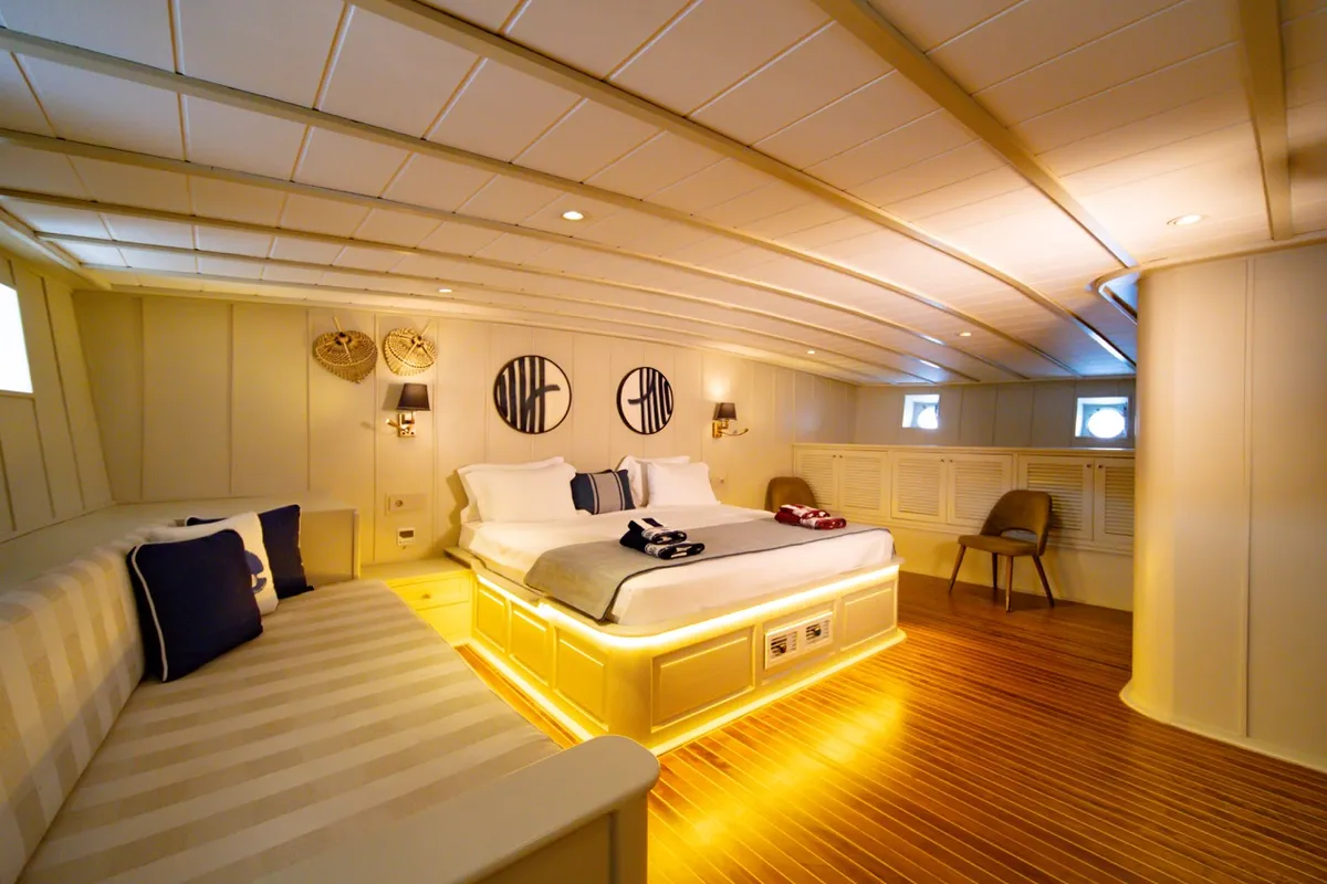 Cabin on Caustic, a Custom Made Caustic sailboat at Bodrum, Turkey