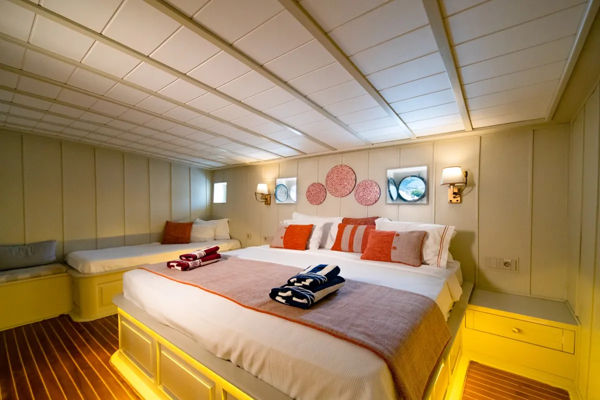 Cabin on Caustic, a Custom Made Caustic sailboat at Bodrum, Turkey