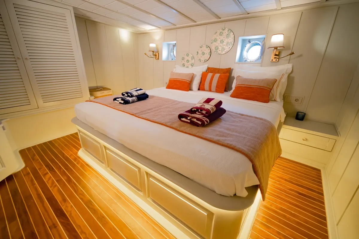 Cabin on Caustic, a Custom Made Caustic sailboat at Bodrum, Turkey