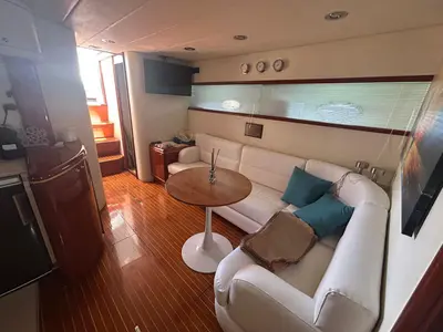 Salon of DIVA, a Rizzardi 50 Top Line motorboat at Nettuno, Italy