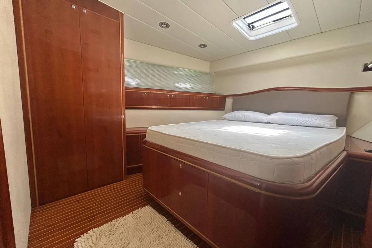Cabin on DIVA, a Rizzardi 50 Top Line motorboat at Nettuno, Italy