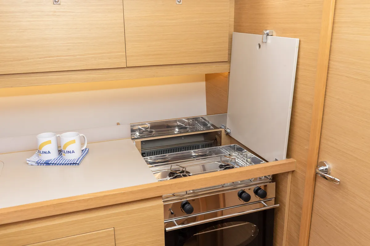 Galley of Olmato, a Dufour 390 sailboat at Primošten, Croatia