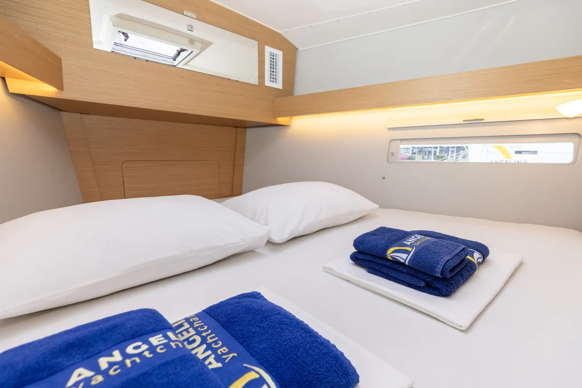 Cabin on Olmato, a Dufour 390 sailboat at Primošten, Croatia
