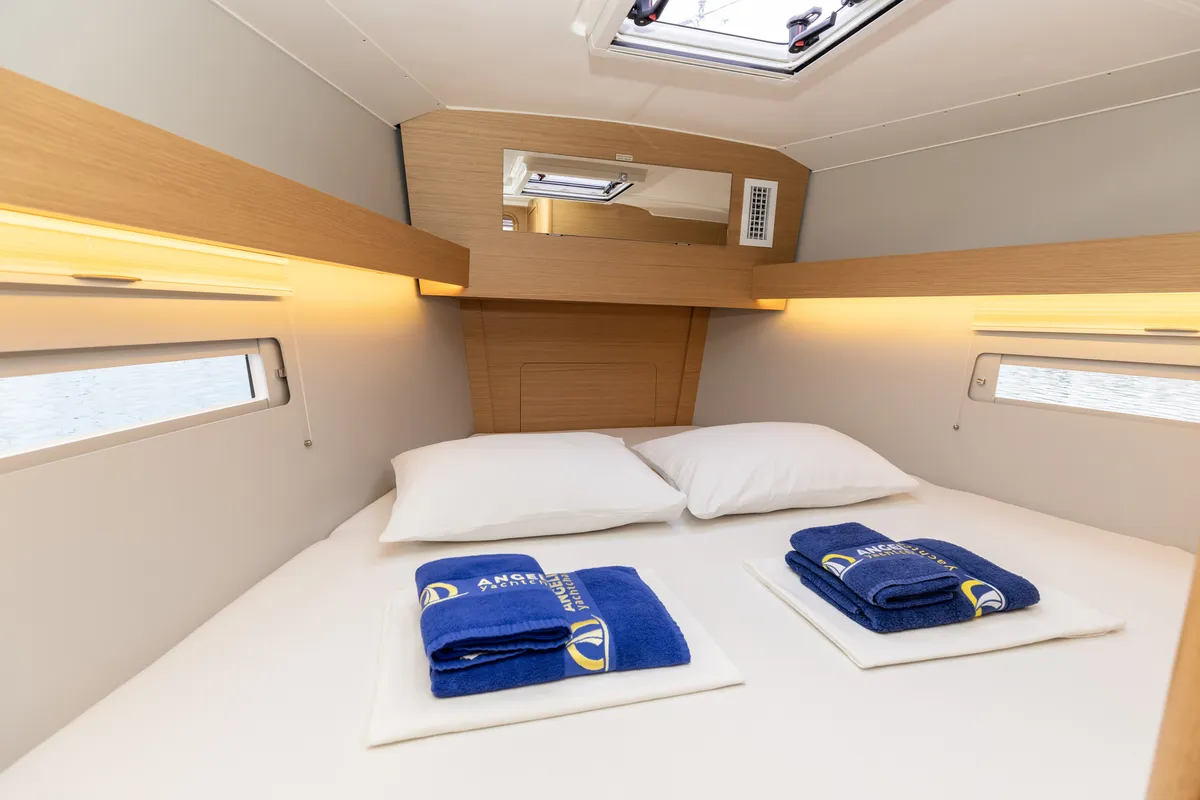 Cabin on Olmato, a Dufour 390 sailboat at Primošten, Croatia