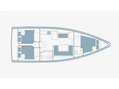 Floor plan of Bluestone, a Bavaria C42 sailboat at Pylaros, Greece