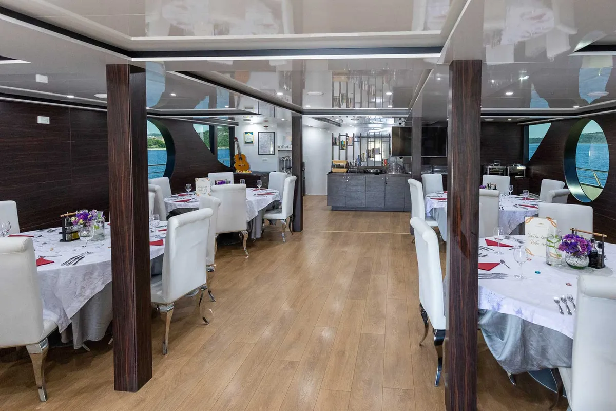Salon of Premium +, a Gulet Power Catamaran catamaran at Split, Croatia