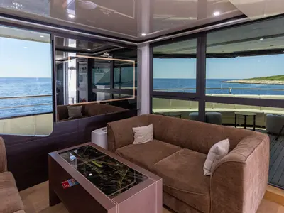 Salon of Premium +, a Gulet Power Catamaran catamaran at Split, Croatia