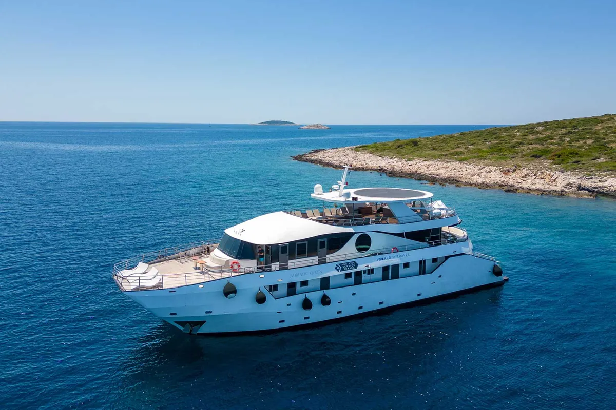 Exterior view of Premium +, a Gulet Power Catamaran catamaran at Split, Croatia