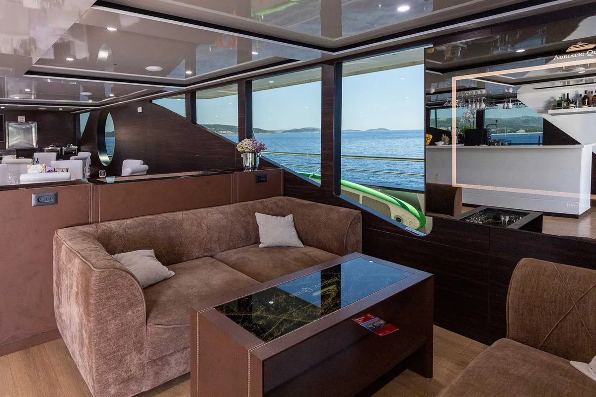Salon of Premium +, a Gulet Power Catamaran catamaran at Split, Croatia