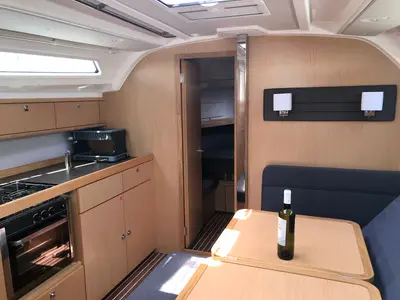 Galley of Leonidas, a Bavaria Cruiser 41 sailboat at Lavrion, Greece