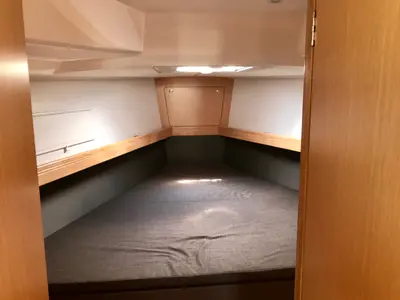 Cabin on Leonidas, a Bavaria Cruiser 41 sailboat at Lavrion, Greece