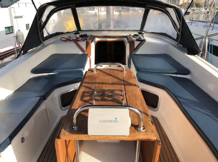 Deck of Christianna 12, a Jeanneau 53 sailboat at Athens, Greece