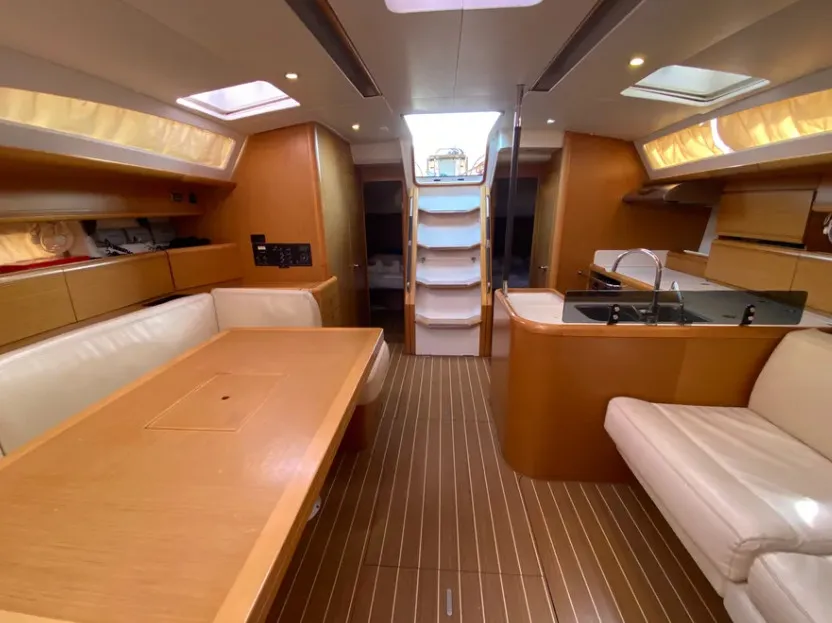 Salon of Christianna 12, a Jeanneau 53 sailboat at Athens, Greece